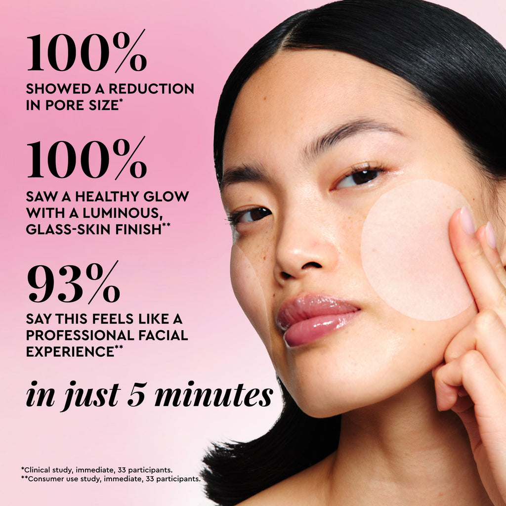 Infographic slide detailing the AHA and BHA blend of mandelic, lactic, and salicylic acids that helps clear congested pores.