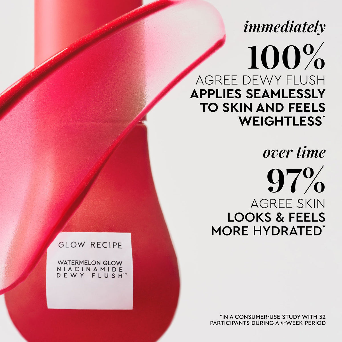 A lifestyle scene pairs a brightening claim with Cherry Flush, set against a soft, glowing backdrop.