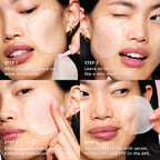 Infographic slide explaining how the two-sided Watermelon Toner Pads deliver a 5-minute Korean facial at home.