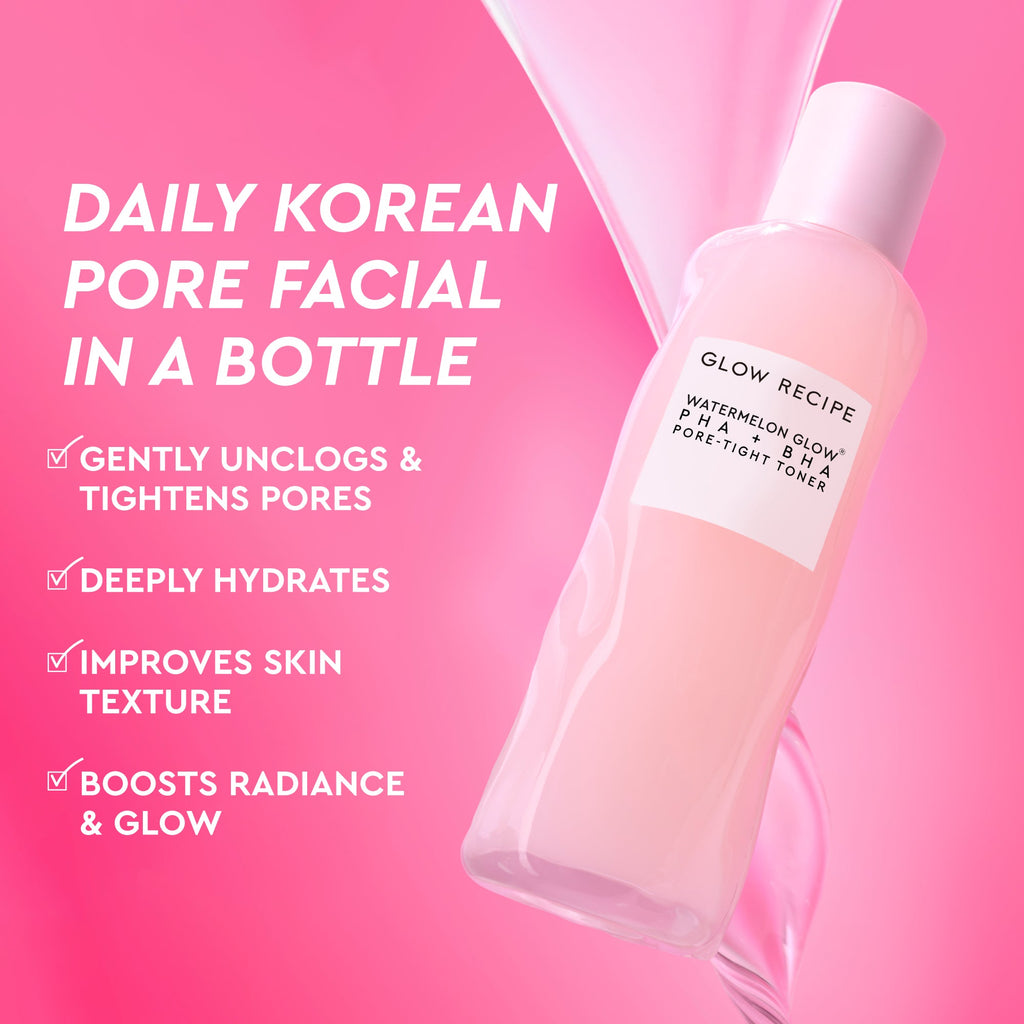 Glow Recipe Dew It Yourself Toner Pads Masking Kit campaign image featuring the pads and Watermelon Glow toner bottle.
