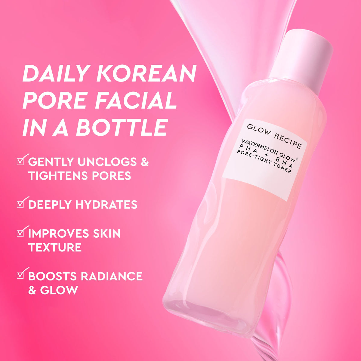 Glow Recipe Dew It Yourself Toner Pads Masking Kit campaign image featuring the pads and Watermelon Glow toner bottle.