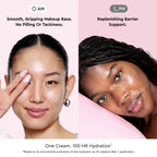 Glow Recipe Watermelon Milk Peptide Cushion Cream infographic on hydration maintained 100 hours after one application