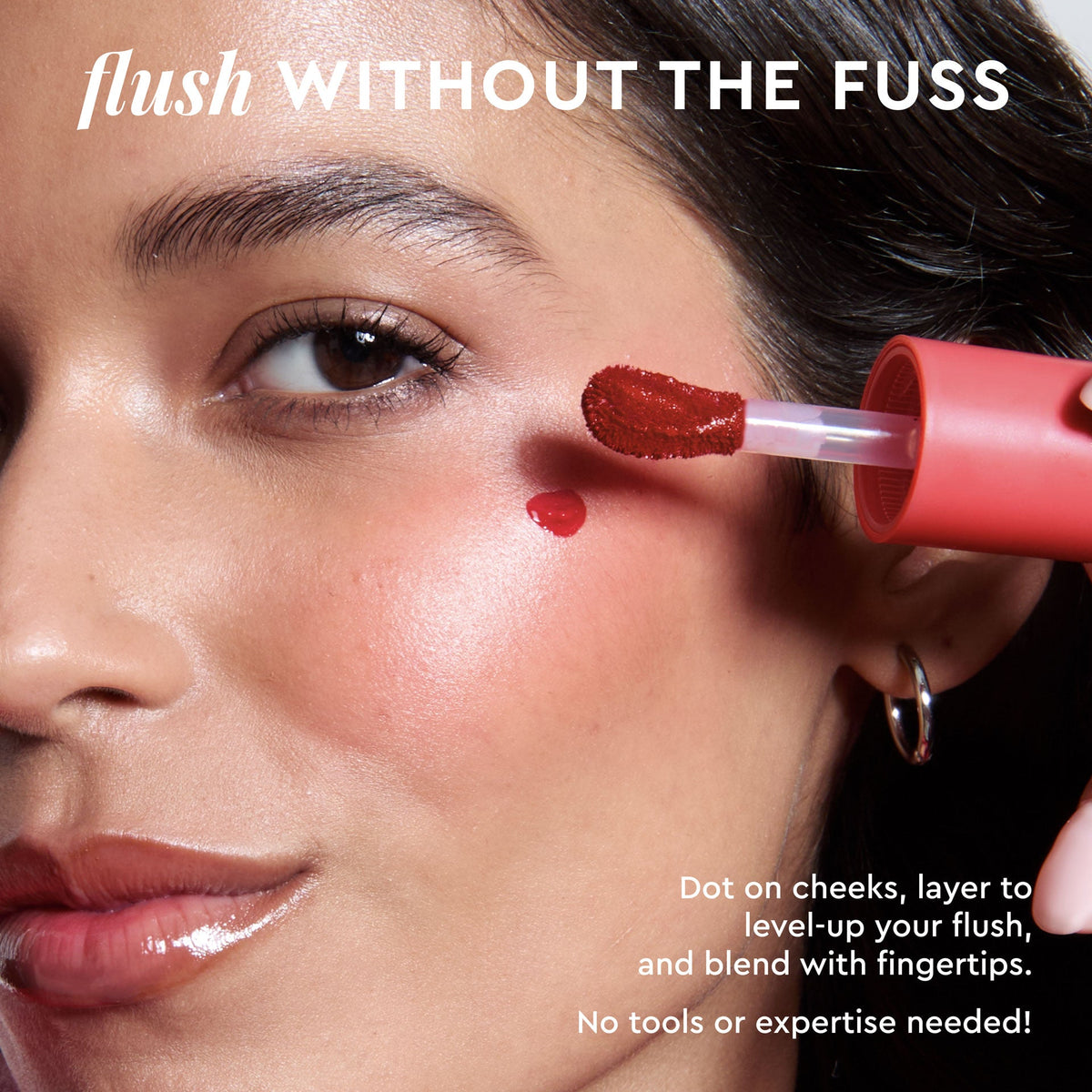 An educational graphic walks through how to apply and build up Cherry Flush for a natural soft red flush.