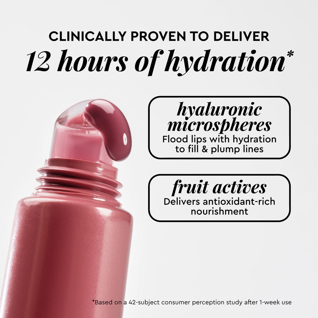Ingredient callout infographic for the Fig Glass Balm lip tint from the Fig + Watermelon Lip & Cheek Kit.