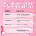 Infographic explaining how Glow Recipe's Guava Vitamin C Dark Spot Serum evens skin tone while remaining gentle enough for daily use.
