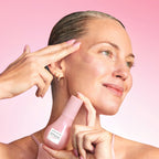 Lifestyle shot of Watermelon Glow Niacinamide Hue Drops, the award-winning tinted serum for a healthy, natural glow.