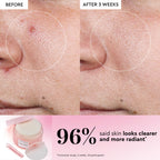 Glow Recipe Korean Toner Pad Trial & Travel Kit infographic showing how the LHA + AHA sachets smooth texture and soothe skin.