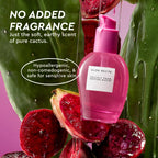 Glow Recipe Prickly Pear Peptide Mucin infographic noting the fragrance-free formula's natural, earthy cactus scent.