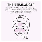Face-mapping diagram marking the oil-prone rebalancing zones where the Watermelon Toner Pad targets texture.