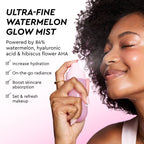 Glow Recipe Watermelon Glow Best-Sellers Kit infographic showing the dewy, glowing finish achieved with the full routine.