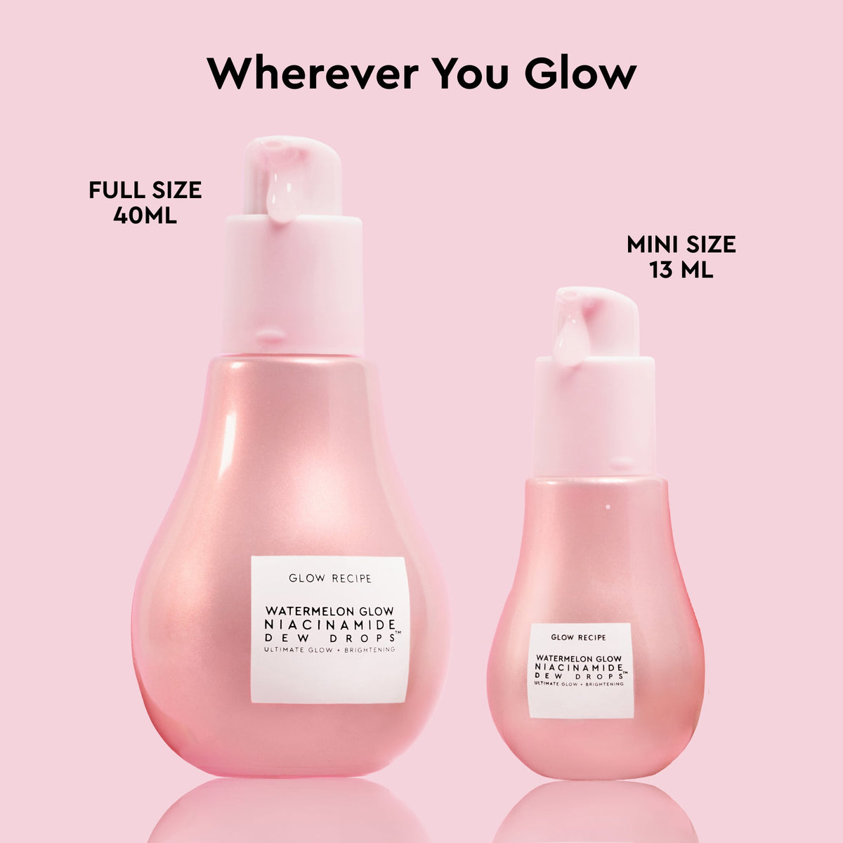Glow Recipe Watermelon Glow Niacinamide Dew Drops infographic showcasing its GQ, Allure, and Marie Claire award wins.