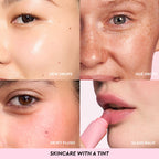 Infographic slide detailing the Mini Dewy Flush Watermelon, a sheer tint for a natural cheek flush.