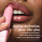 Claim infographic for Glass Balm in Watermelon Bingsoo listing its 12-hour hydration and glow benefits.