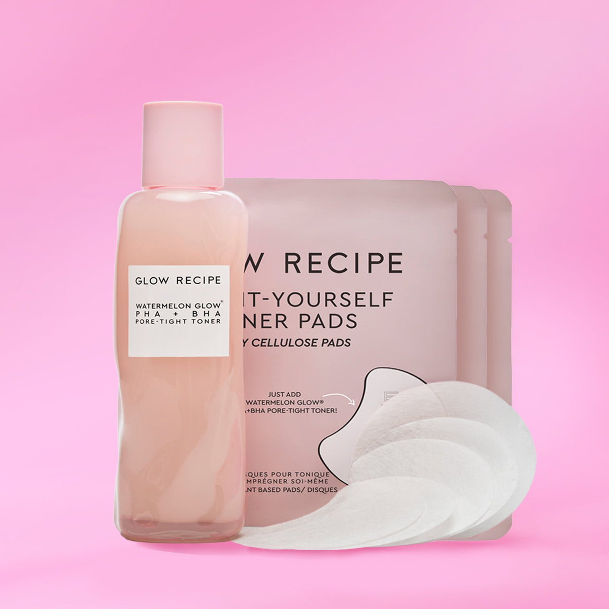 Glow Recipe Dew It Yourself Toner Pads Masking Kit with Watermelon Glow Pore-Tight Toner and reusable pads