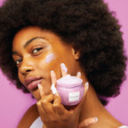 Glow Recipe Plum Plump Hyaluronic Cream shown in its refillable jar, formulated with polyglutamic acid and multi-weight hyaluronic acid.