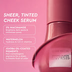 Glow Recipe Best of Glow Hues Kit infographic listing the ingredients behind the Dewy Flush Berry cheek tint.