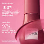A product infographic shows Berry Flush's warm plum hue and how it melts into skin.