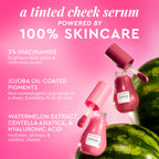 An infographic pairs Watermelon Flush with callouts on its hydrating, dewy cheek benefits.