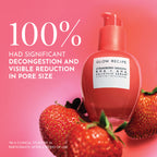 Infographic detailing Glow Recipe's 10% Clarity Acid Complex in the Strawberry Smooth Serum, featuring salicylic and mandelic acids.