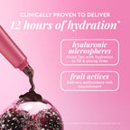 Ingredient callout graphic for Glass Balm in Blackberry Bingsoo highlighting the sheer berry tinted formula.