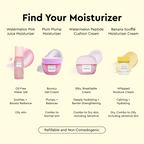 Glow Recipe Banana Souffle Moisture Cream kit infographic detailing its non-comedogenic, sensitive-skin-safe formula.