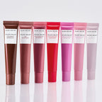 Glow Recipe Glass Balm Lip Treatment full assortment lineup shown in the sheer mauve nude shade Fig Bingsoo.