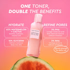 Glow Recipe Dew It Yourself Toner Pads Masking Kit infographic listing benefits of the PHA+BHA pore-tight toner.