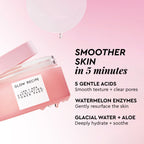 Infographic slide highlighting Glacial Water and Aloe, the hydrating duo that calms skin during exfoliation.