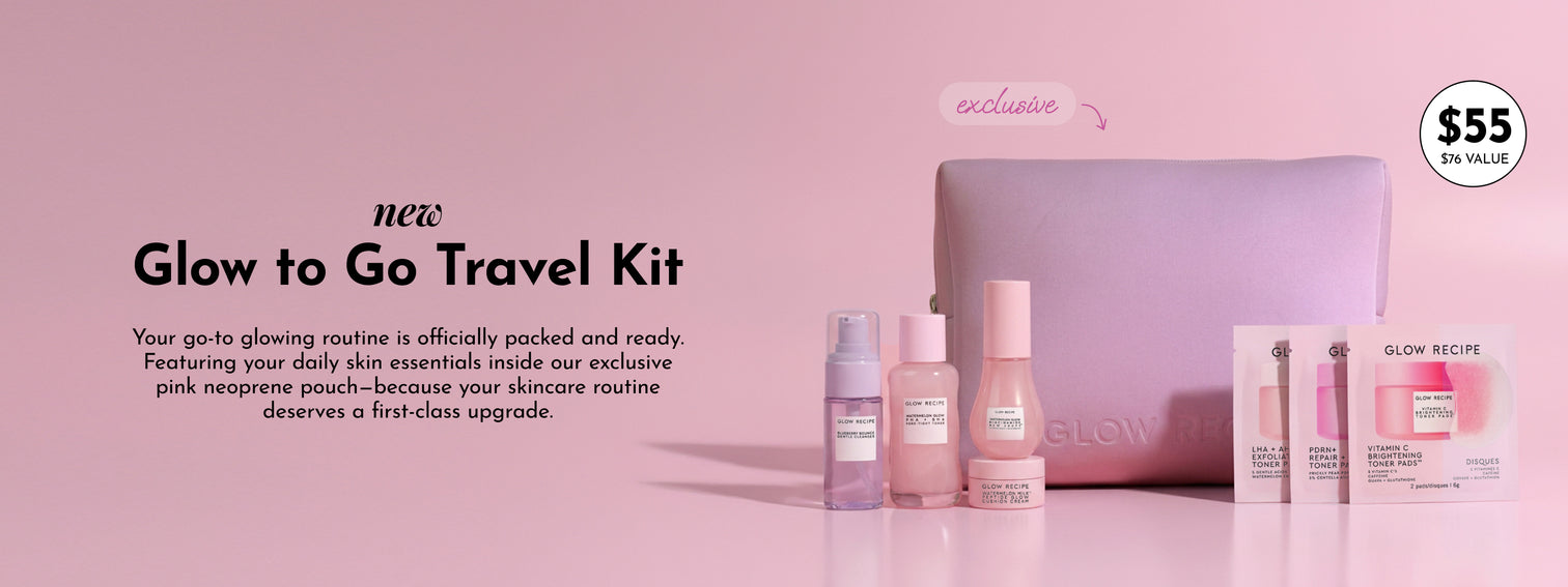 Glow Recipe travel skincare kit campaign